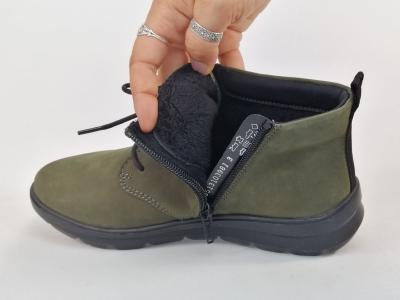 Bottine femme pieds larges souple et confortable RIEKER Z0022 cuir vert