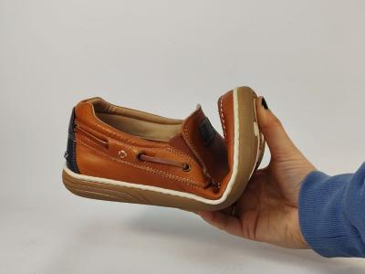 Chaussure bateau homme cuir souple camel pieds larges grand confort ORLAND 24053