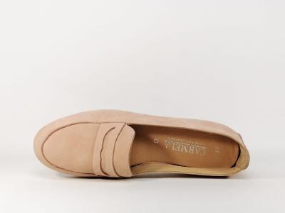 Ballerine rose nude en cuir nubuck destockage CARMELA 67150 pour femme