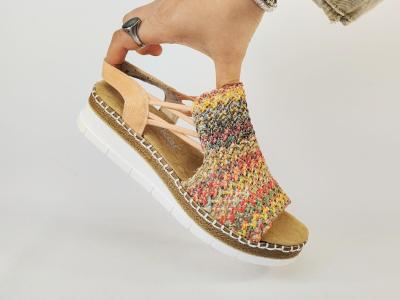 Sandale femme pied large chic semelle confortable RIEKER V1241 à élastiques