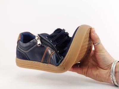 Basket homme cuir bleu marine confortable et souple destockage marque COTEMER troxy à pas cher