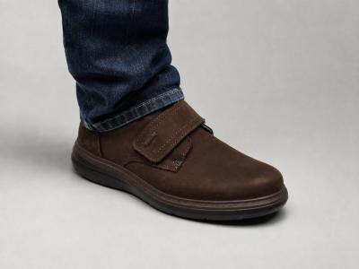 Chaussures homme pieds larges à scratch cuir marron grand confort destockage IMAC 851319 extra wide