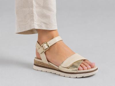 Sandale femme pieds larges TAMARIS COMFORT 88736 cuir beige chic confortable à scratch