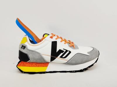 Sneakers homme tendance destockage VON DUTCH volf white orange confortable à pas cher