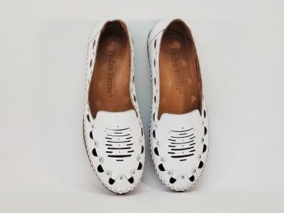 Mocassin femme cuir très souple blanc, originale et confortable PEDRO TORRES 10206VIT1