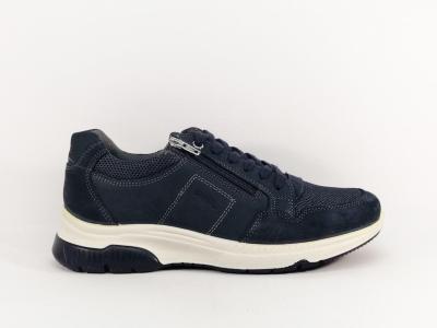Basket homme confortable zip lacets cuir marine en destockage IMAC ARA 704905