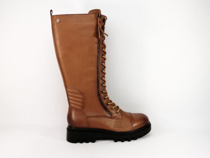Bottes à lacets femme cuir souple camel destockage CARMELA 68137