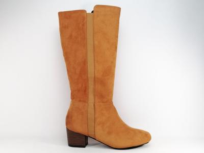 Botte grande taille femme mollet large à talon destockage ANDRES MACHADO AM4181 camel