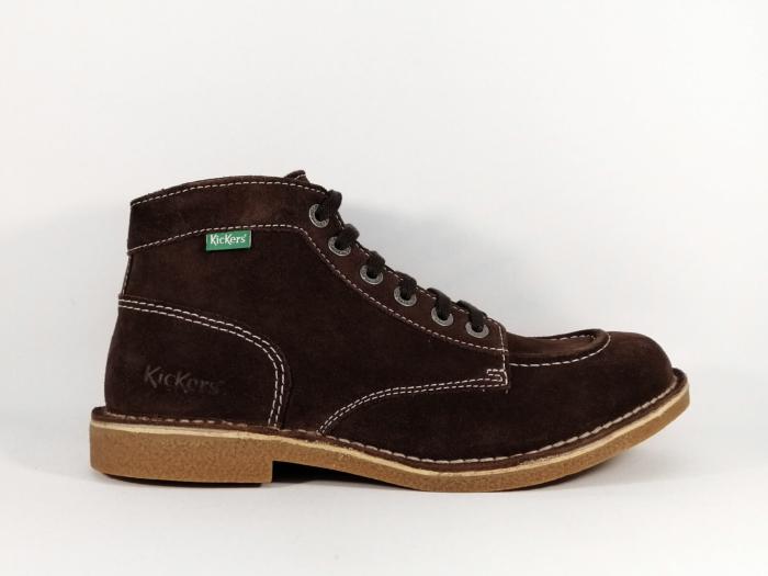Chaussures de ville montante cuir marron destockage KICKERS kickstoner homme