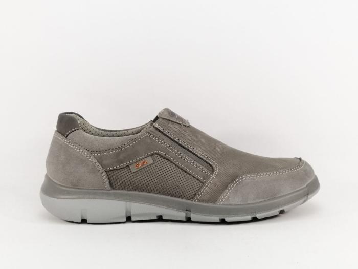 Chaussure homme sans lacets cuir gris confortable à élastiques en destockage IMAC GALLUS yann