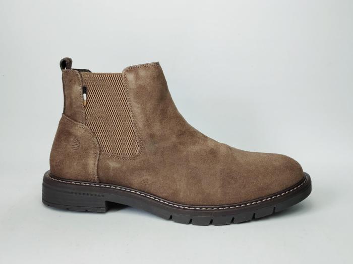 Chelsea boot homme daim cuir taupe souple confortable destockage LONDONS LIFE 162674 à pas cher