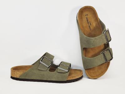 Claquette homme cuir kaki confortable tendance � pas cher TERRE DE MARINS bartino