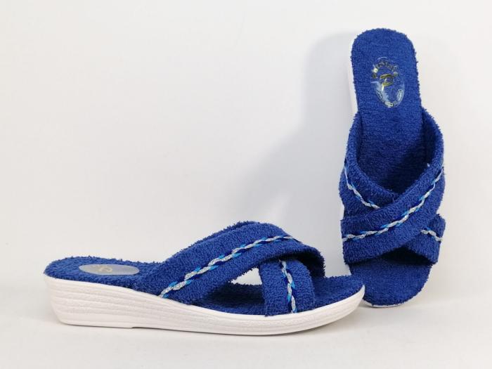 Mule femme pieds sensibles confort à talon compensé bleu à pas cher PATRIZIA spugna
