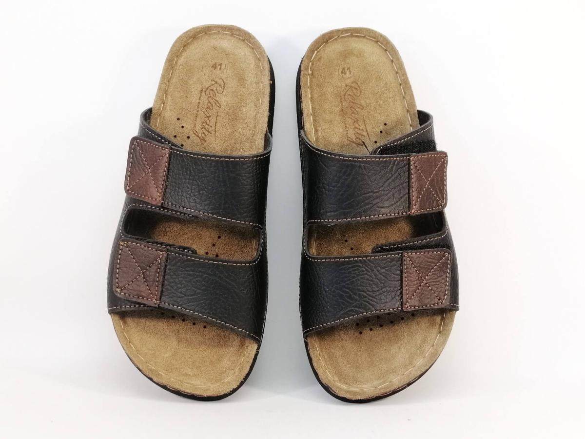 Mule Homme Cuir Noir Confort RELAXITY I Pointure Plus