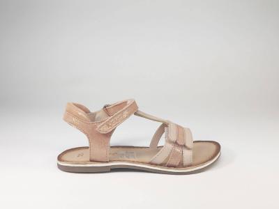 Sandale en cuir rose à scratch en destockage KICKERS Diamanto pour fillette
