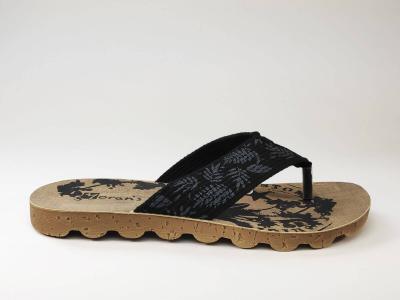 Tong MORAN’S Mareto noir confort en toile mixte en destockage à pas cher