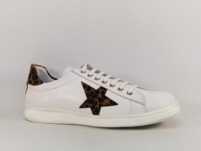 Basket grande taille femme cuir blanc  pas cher destockage ANDRES MACHADO luna leo