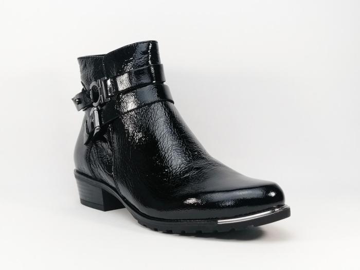 Bottine en cuir noir largeur G confortable CAPRICE 25309 pour femme