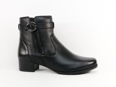 Bottine femme cuir souple noir grand confort pieds larges et sensibles CAPRICE 25420 largeur H
