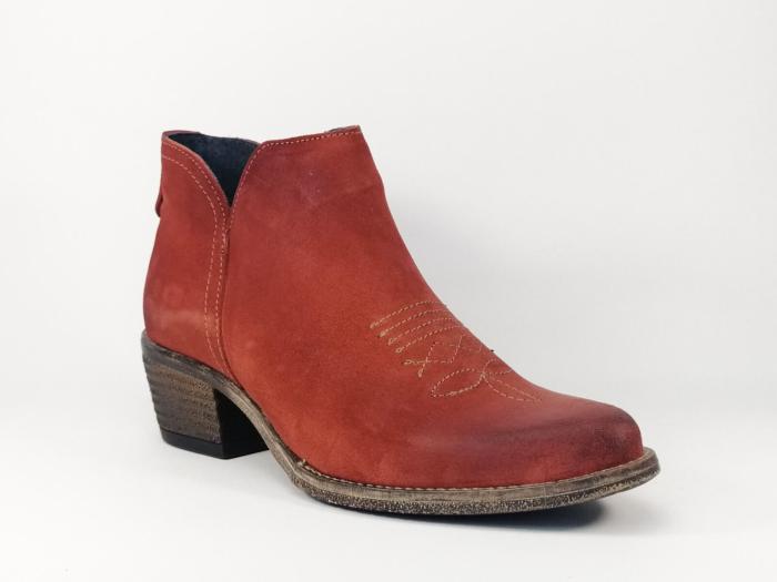 Bottine à talon en cuir rouge brique ORLAND 6039 pour femme