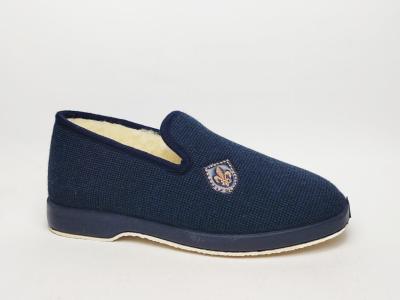 Chaussons chauds homme charentaise fourr�e pure laine SOCA 0591 marine