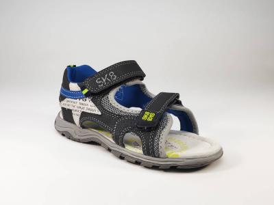 Nu-pied gris marine à scratch semelle cuir SK8 by BOPY Tchonfi pour garçons