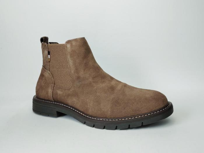 Chelsea boot homme daim cuir taupe souple confortable destockage LONDONS LIFE 162674 à pas cher