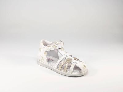 Sandale cuir blanc  scratch en destockage BOPY Rochelle pour fille
