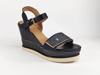 Sandale bleu marine compensée TOM TAILOR 8094302 femme