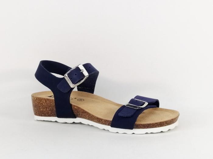 Sandale compensée femme semelle confort cuir marine à pas cher destockage MORAN'S jouty