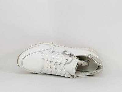 Basket grand confort femme pieds larges CAPRICE 23716 cuir souple blanc