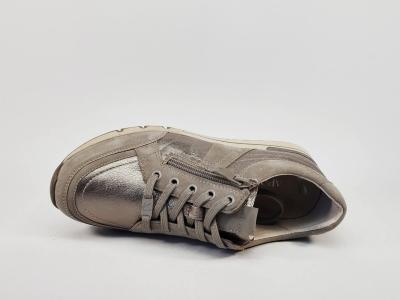 Baskets femme pieds larges confortable cuir taupe CAPRICE 23768 largeur H