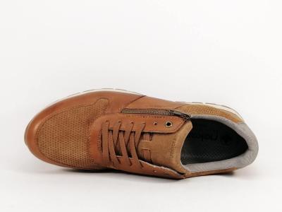 Basket homme grande taille pied large cuir camel confortable RIEKER B0505