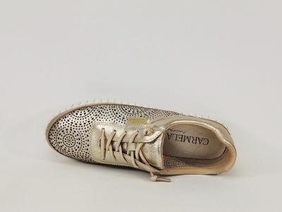 Baskets sans lacets femme cuir or très souple chic et confortable destockage CARMELA 162327