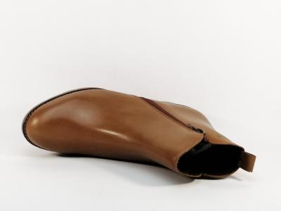 Bottine chic femme cuir camel à talon destockage JORDANA 58 cuero confortable avec zip