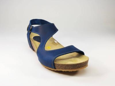Sandale tout cuir bleu à talon compensé ARTPELLE 1731 pour femme