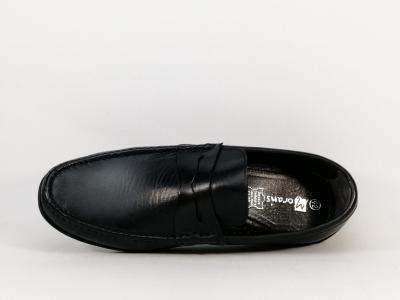 Mocassin homme tout cuir noir grand confort destockage MORAN'S zimo