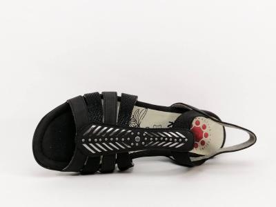 Sandale chic noire à élastiques destockage RELIFE jolivia confortable femme
