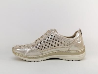Baskets pieds larges femme confort largeur H cuir or caprice 23715 Climotion