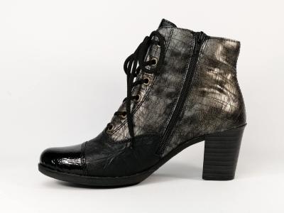 Bottine originale en simili cuir noir à talon RIEKER Y8938 pour femme