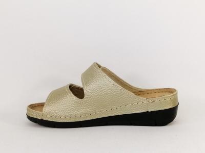 Mule femme cuir or confortable destockage TAMARIS 27510 pieds larges sensibles