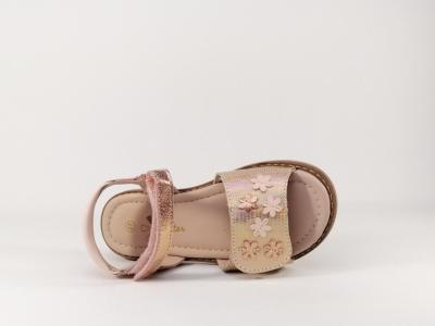 Sandale en cuir rose destockage ASTER Tanora pour fille