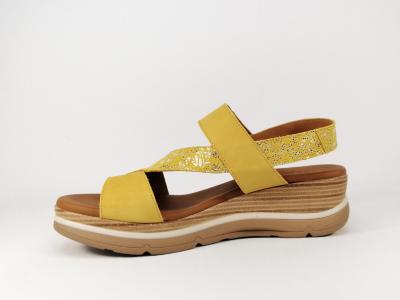 Sandale compensée Femme tout cuir jaune PAULA URBAN 2-8096
