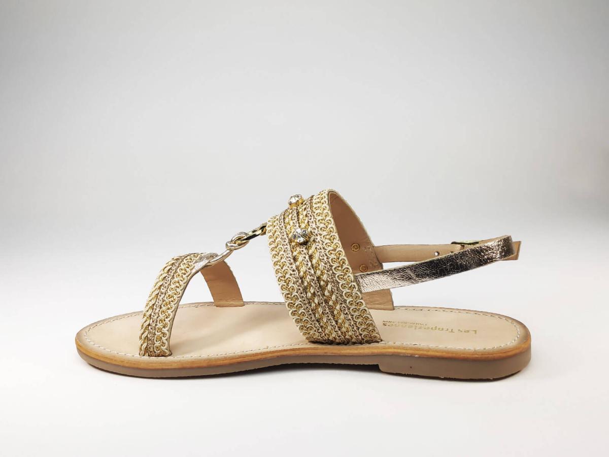 Sandale femme cuir doré destockage TROPEZIENNES I Pointure ...