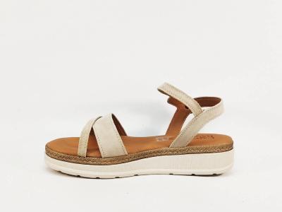 Sandales plateforme femme chic cuir beige semelle confortable moelleuse CAP BASSIN 26012