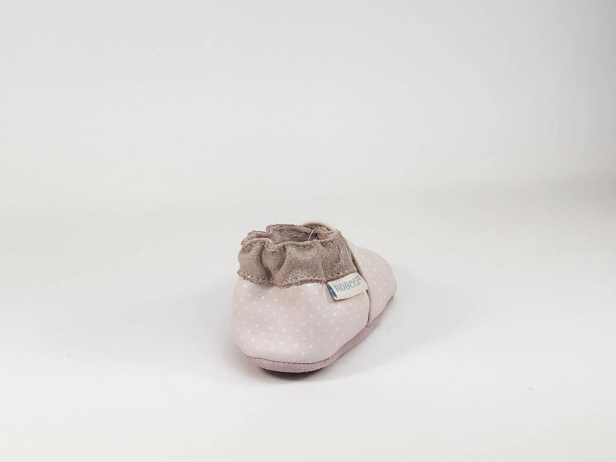 chausson cuir bébé rose et chocolat