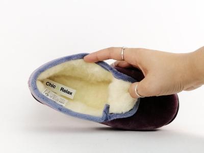 Chausson femme charentaise fourrée pure laine vieux rose CHIC & RELAX OUF cimaise