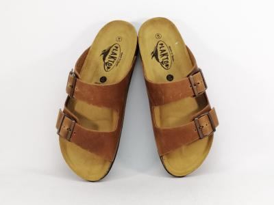 Mule homme confort cuir marron vieilli PLAKTON barna roble Fabrication Espagne