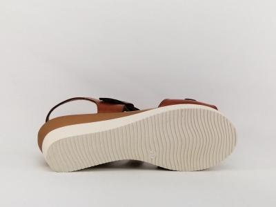 Sandale compensée à velcro en cuir marron pour femme JORDANA 681
