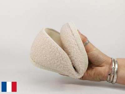 Charentaise femme made in France semelle feutre confort fourrée laine BOSSI charente blanc cassé